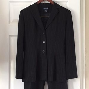 Ann Taylor Wool pinstriped black suit